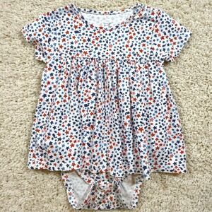 Vineyard Vines Baby Girls Red White Blue Star Bodysuit Dress 18-24M Preppy July